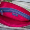 Tribal Clutch Bag : Hand Woven Cotton with Akha Embroidery and Blue Leather Accent