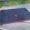 Tribal Clutch Bag : Indigo Hand Woven Cotton with Red Leather Accent