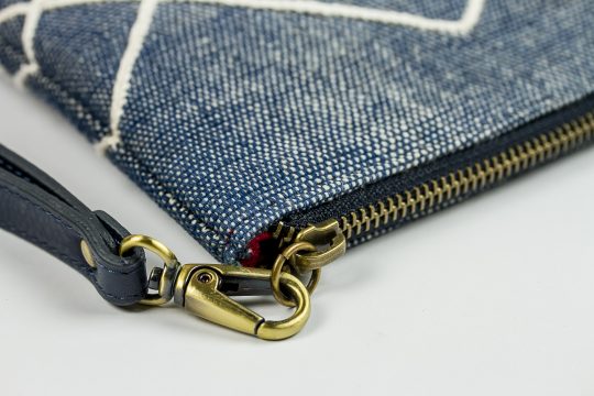 Hand Woven Cotton with Indigo Natural Dyes and Blue Leather Accent