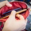 Hand Woven Cotton with Hand Embroidery Wristlet ( Blue color )