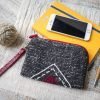 Hand Woven Cotton with Hand Embroidery Wristlet ( Black color )
