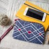 Hand Woven Cotton with Hand Embroidery Wristlet ( Blue color )