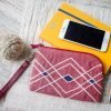 Hand Woven Cotton with Hand Embroidery Wristlet ( Red color )