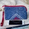 Hand Woven Cotton with Hand Embroidery Wristlet ( Blue color )