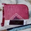 Hand Woven Cotton with Hand Embroidery Wristlet ( Red color )